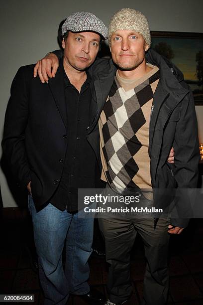 Bobby Farrelly and Woody Harrelson attend NICOLAS BERGGRUEN's Annual Party at Chateau Marmont at Chateau Marmont on February 20, 2008 in Los Angeles,...