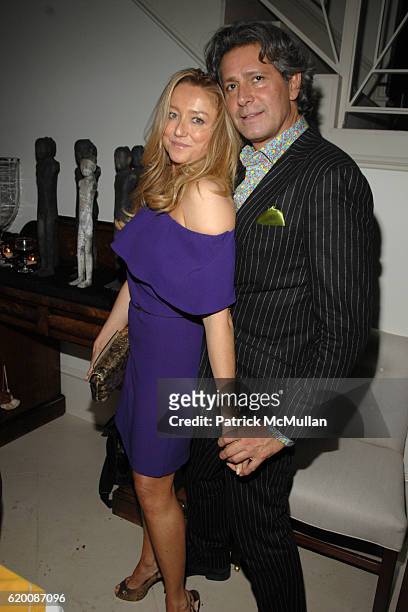 Caroline Berthet and Carlos Souza attend ALEX HITZ Birthday Party at Alex Hitz Home on February 23, 2008 in Hollywood Hills, CA.