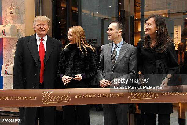 Donald Trump, Frida Giannini , Mark Lee and Daniella Vitale attend DONALD TRUMP Joins GUCCI for Ribbon Cutting of the FIFTH AVENUE FLAGSHIP GUCCI...