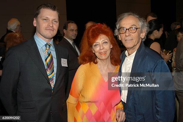 Rick Kinsel, Jeanne-Claude and Christo attend In Memoriam: Jeanne-Claude Denat de Guillebon 1935 ñ 2009 at Steven Kasher Gallery on February 15, 2008...