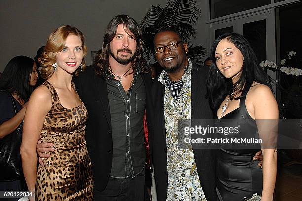 Jordyn Blum, Dave Grohl, Randy Jackson and Erika Jackson attend The 2008 Clive Davis Pre-Grammy Party - Inside at Beverly Hills on February 9, 2008.