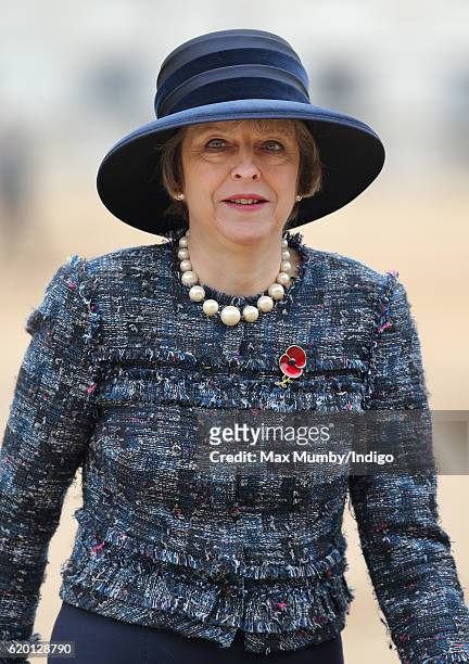 Prime Minister Theresa May attends the Ceremonial Welcome for the President of Colombia at Horse Guards Parade on November 1, 2016 in London,...