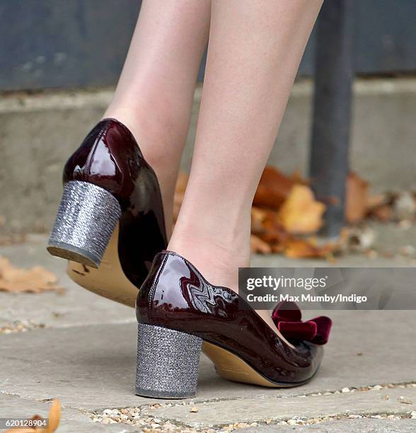 Prime Minister Theresa May, shoe detail attends the Ceremonial Welcome for the President of Colombia at Horse Guards Parade on November 1, 2016 in...