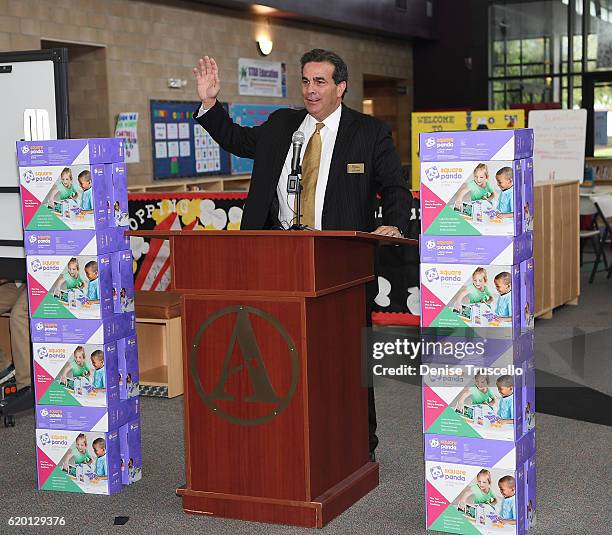 Bank of Nevada John Guedry during a press conference to announce a special partnership and research project with Square Panda and the Andre Agassi...