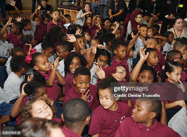 General view during a press conference to announce a special partnership and research project with Square Panda and the Andre Agassi College...