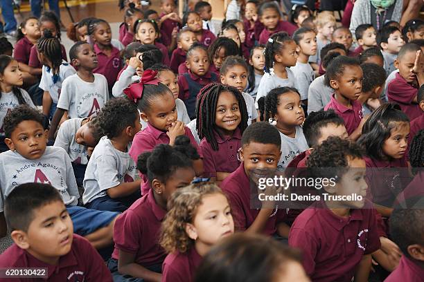 General view during a press conference to announce a special partnership and research project with Square Panda and the Andre Agassi College...