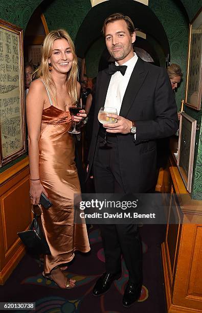 Camille Charriere and Patrick Grant attend a private dinner hosted by Annabel's celebrating the 125th anniversary of The Dog's Trust on November 1,...