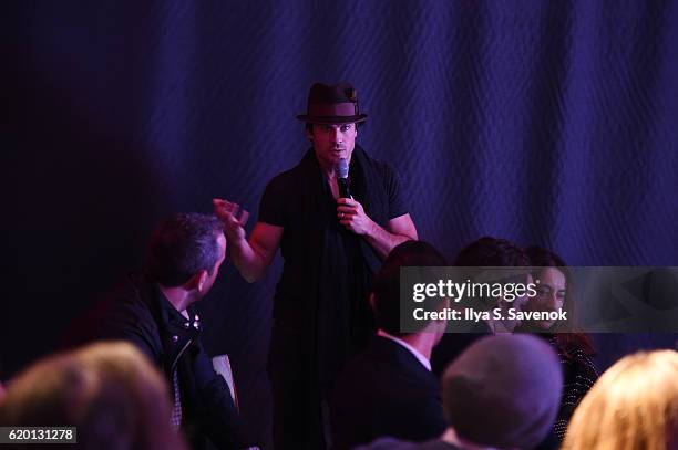 Ian Somerhalder speaks during PTTOW! SESSIONS and WORLDZ Kickoff Party at Spring Place on November 1, 2016 in New York City.