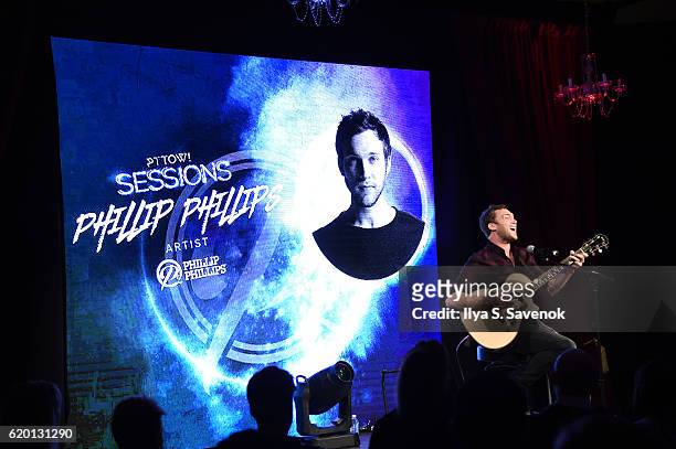 Musician Phillip Phillips performs during PTTOW! SESSIONS and WORLDZ Kickoff Party at Spring Place on November 1, 2016 in New York City.