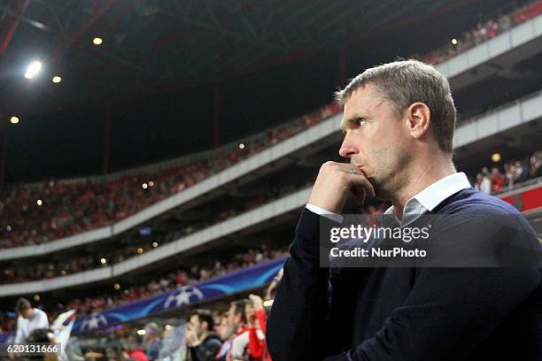 Dynamo Kyivs Ukrainian head coach Serhiy Rebrov during the UEFA Champions League group B football match SL Benfica vs Dynamo Kyiv in Lisbon, Portugal...