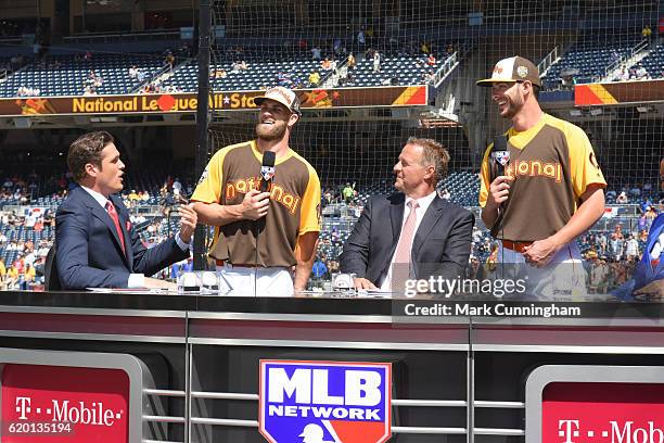 Greg Amsinger, National League All-Star Bryce Harper of the Washington Nationals, Al Leiter, National League All-Star Kris Bryant of the Chicago Cubs...