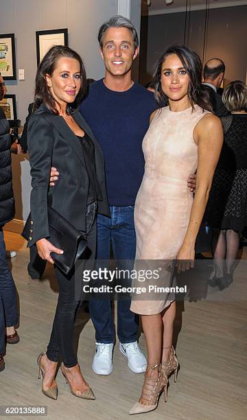 Jessica Mulroney, Ben Mulroney and actress Meghan Markle attend the World Vision event held at Lumas Gallery on March 22, 2016 in Toronto, Canada.