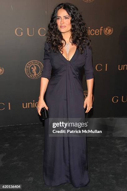 Salma Hayek attends GUCCI and MADONNA host A NIGHT TO BENEFIT RAISING MALAWI AND UNICEF at the United Nations on February 6, 2008 in New York City.