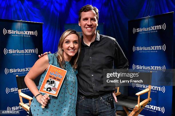 Mindy Thomas , host of The Absolutely Mindy Show on SiriusXM's Kid's Place Live hosts "Diary of a Wimpy Kid" author Jeff Kinney at SiriusXM studios...