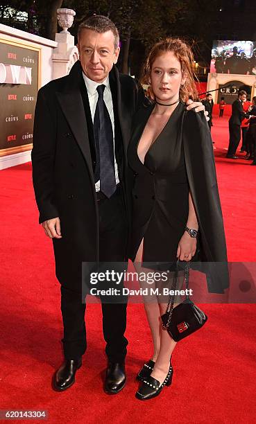 Peter Morgan and guest attend the World Premiere of new Netflix Original series "The Crown" at Odeon Leicester Square on November 1, 2016 in London,...