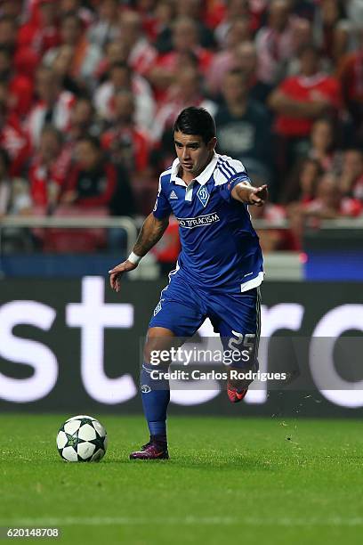 Dynamo Kyiv's midfielder Derlis Gonzalez from Paraguay during SL Benfica v FC Dynamo Kyiv - UEFA Champions League round four match at Estadio da Luz...