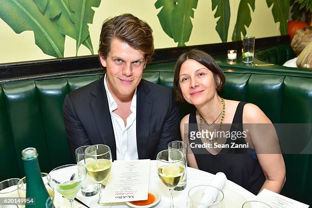 Wes Gordon and Donna Tartt attend Me&Ro celebrates 25th anniversary at Indochine on October 20, 2016 in New York City.
