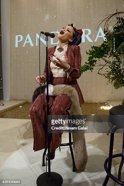 Singer Andra Day performs at PANDORA Jewelry VIP Holiday Event on November 1, 2016 in New York City.