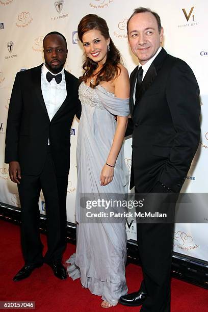 Wyclef Jean, Petra Nemcova and Kevin Spacey attend Petra Nemcova Hosts the HAPPY HEARTS FUND 2008 Ball at Cipriani Wall Street on November 17, 2008...