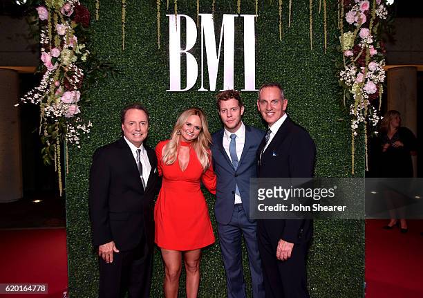 President and CEO of BMI Mike O'Neill, musicians Miranda Lambert and Anderson East, Vice President of Writer-Publisher Relations Jody Williams attend...