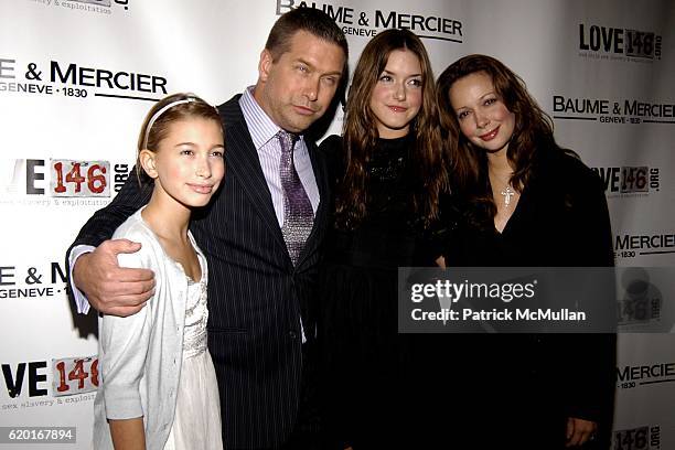 Hailey Baldwin, Stephen Baldwin, Alaia Bladwin and Kennya Baldwin attend Baume Mercier and Love146 Fund Raiser at Helen Mills Event Space on November...