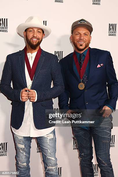 Preston Brust and Chris Lucas of Locash Cowboys attend the 64th Annual BMI Country awards on November 1, 2016 in Nashville, Tennessee.