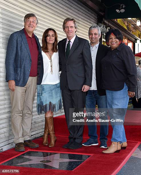 Actors Stephen Fry, Diane Farr, Hugh Laurie, producer David Shore and singer Jean McClain aka Pepper MaShay attend the ceremony honoring Hugh Laurie...
