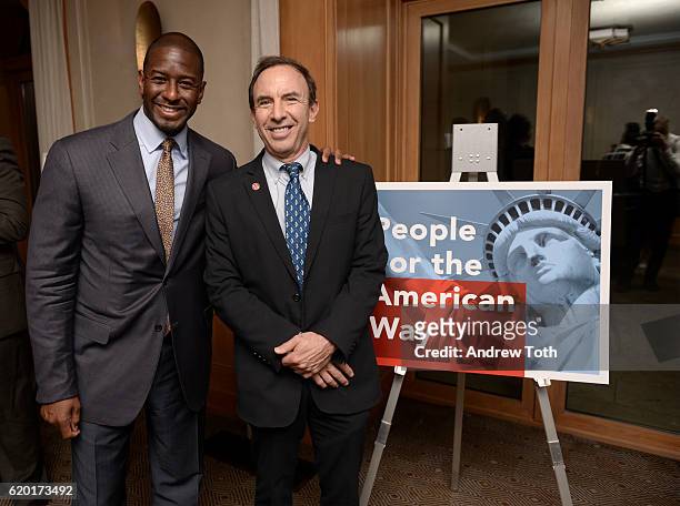 Andrew Gillum and Andrew Tobias attend attend the Get Out The Vote celebration for People For The American Way on November 1, 2016 in New York City.