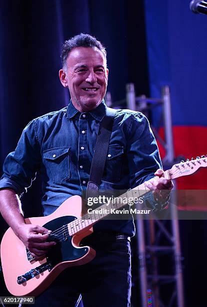 Bruce Springsteen performs on stage as The New York Comedy Festival and The Bob Woodruff Foundation present the 10th Annual Stand Up for Heroes event...