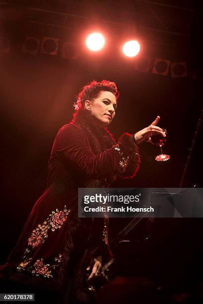 American singer Amanda Palmer performs live during a concert at the Huxleys on November 1, 2016 in Berlin, Germany.
