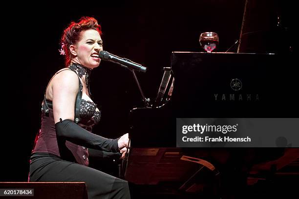 American singer Amanda Palmer performs live during a concert at the Huxleys on November 1, 2016 in Berlin, Germany.