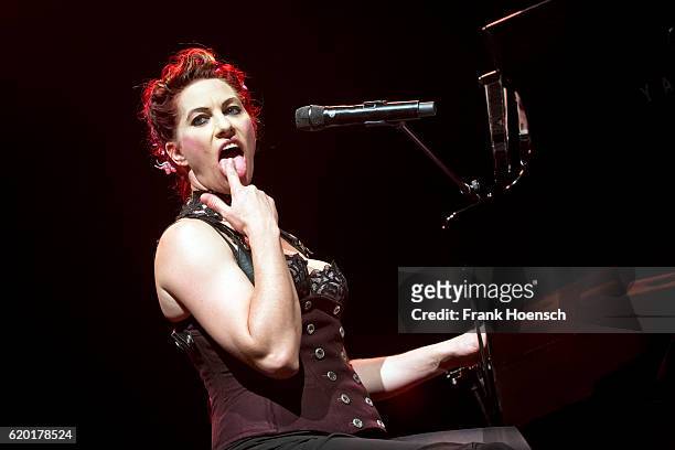 American singer Amanda Palmer performs live during a concert at the Huxleys on November 1, 2016 in Berlin, Germany.