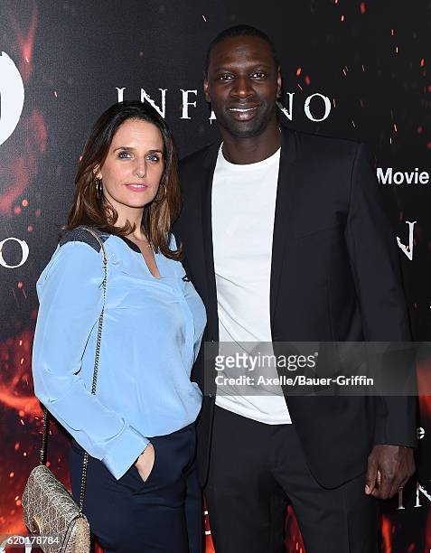 Actor Omar Sy and wife Helene Sy arrive at the screening of Sony Pictures Releasing's 'Inferno' at DGA Theater on October 25, 2016 in Los Angeles,...