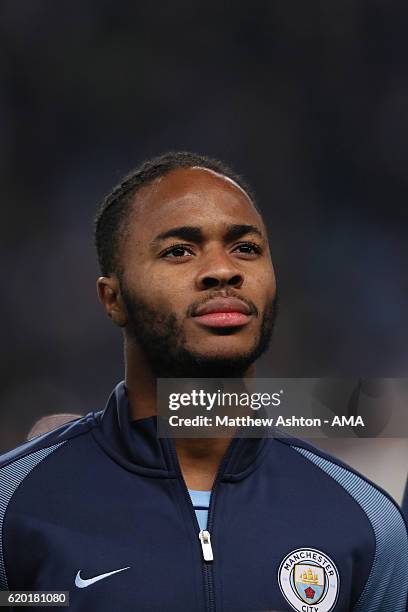 Raheem Stirling of Manchester City during the UEFA Champions League match between Manchester City FC and FC Barcelona at Etihad Stadium on November...