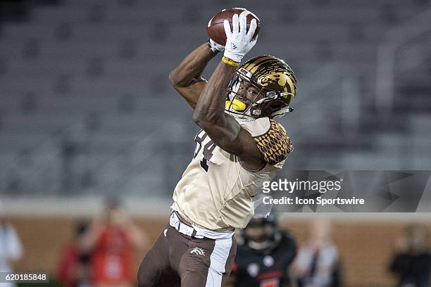Western Michigan Broncos wide receiver Corey Davis grabs a pass across the middle during the NCAA football game between the Ball State Cardinals and...
