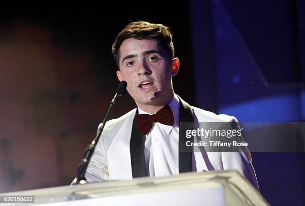 Robert Leeds speaks onstage during the American Friends Of Magen David Adom's Red Star Ball at The Beverly Hilton Hotel on November 1, 2016 in...
