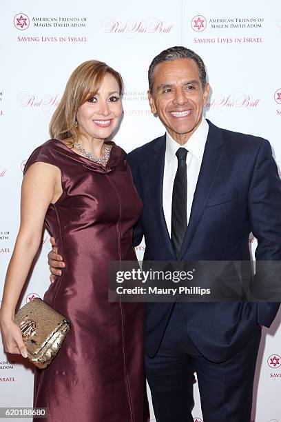 Patricia Govea and former Mayor of Los Angeles Antonio Villaraigosa attend the American Friends Of Magen David Adom's Red Star Ball at The Beverly...