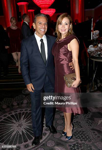 Former Mayor of Los Angeles Antonio Villaraigosa and Patricia Govea attend the American Friends Of Magen David Adom's Red Star Ball at The Beverly...