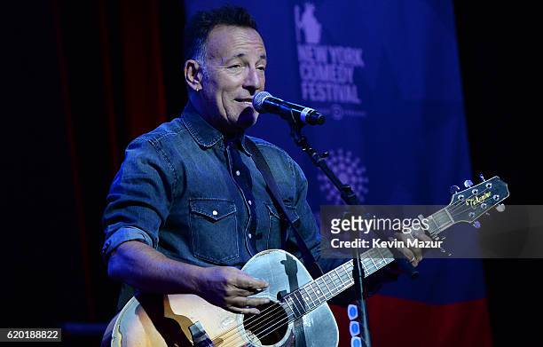 Bruce Springsteen performs on stage as The New York Comedy Festival and The Bob Woodruff Foundation present the 10th Annual Stand Up for Heroes event...
