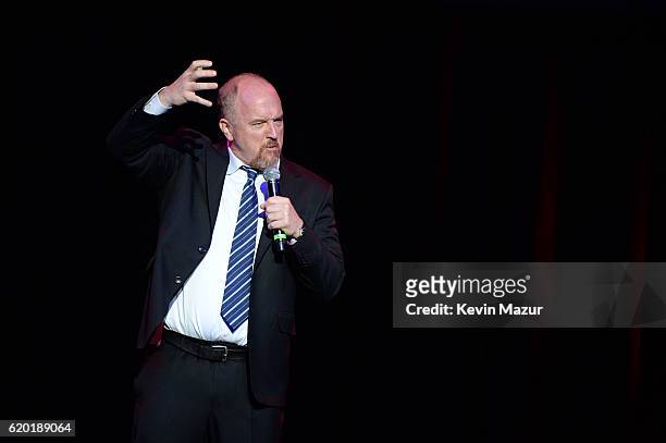 Louis C.K. Performs on stage as The New York Comedy Festival and The Bob Woodruff Foundation present the 10th Annual Stand Up for Heroes event at The...