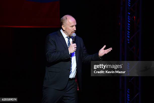 Louis C.K. Performs on stage as The New York Comedy Festival and The Bob Woodruff Foundation present the 10th Annual Stand Up for Heroes event at The...