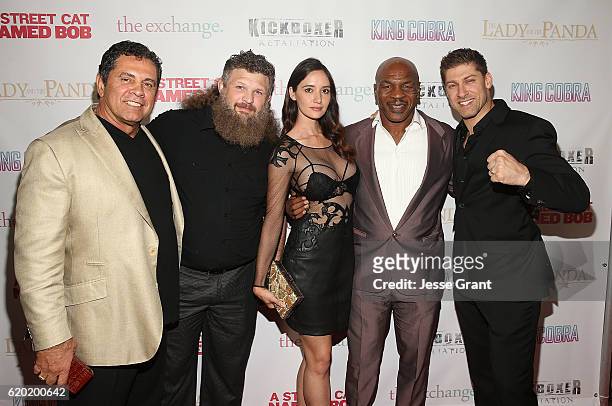 Dimitri Logothetis, Roy Nelson, Sara Malakul Lane, Mike Tyson and Alain Moussi attend AFM'16 The Exchange's 5 Year Anniversary Celebration on...