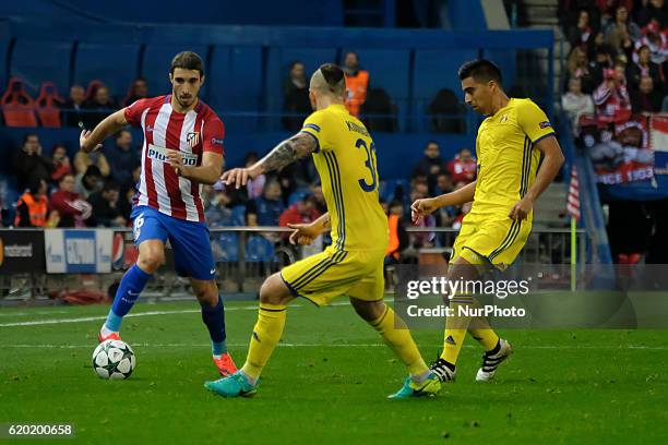 Sime Vrsalijko of Atletico Madrid in action during the UEFA Champions League Group D match between Club Atletico de Madrid and FC Rostov at Vincente...