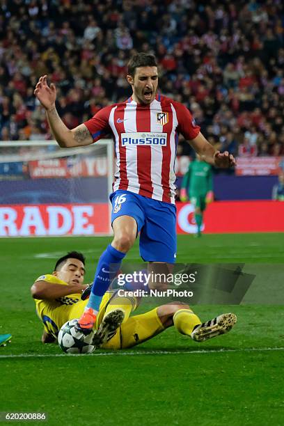 Sime Vrsalijko of Atletico Madrid in action during the UEFA Champions League Group D match between Club Atletico de Madrid and FC Rostov at Vincente...