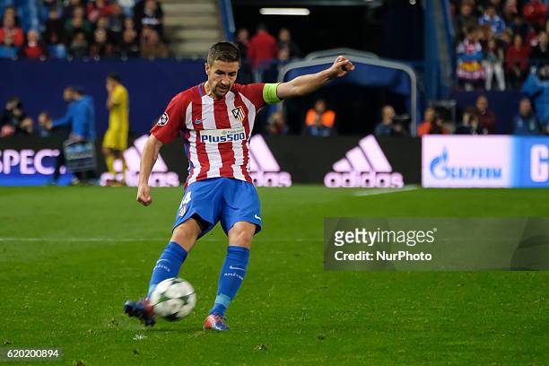 Gabi of Atletico Madrid in action during the UEFA Champions League Group D match between Club Atletico de Madrid and FC Rostov at Vincente Calderon...