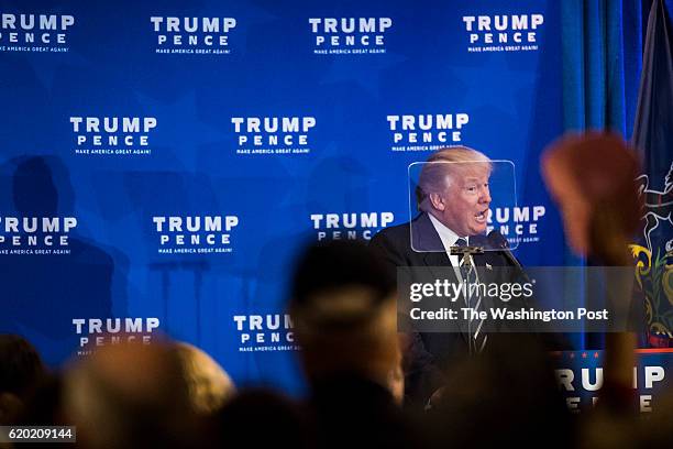 Republican presidential candidate Donald Trump speaks during a campaign event at the DoubleTree by Hilton Philadelphia Valley Forge in King of...