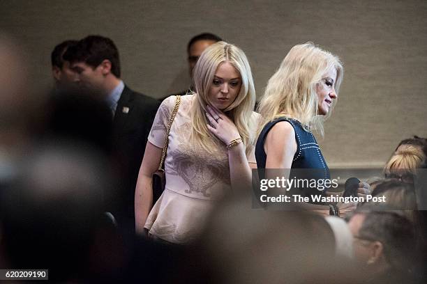 Republican presidential candidate Donald Trump's daughter Tiffany Trump walks out before her speaks during a campaign event at the DoubleTree by...