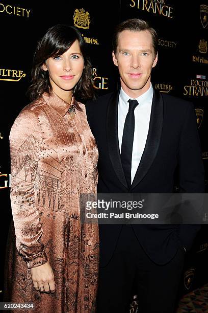 Sophie Hunter and Benedict Cumberbatch attend the Lamborghini with The Cinema Society, Jaeger-LeCoultre & 19 Crimes Wines Host a Screening of Marvel...