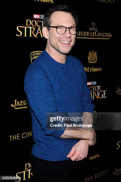 Christian Slater attends the Lamborghini with The Cinema Society, Jaeger-LeCoultre & 19 Crimes Wines Host a Screening of Marvel Studios' "Doctor...