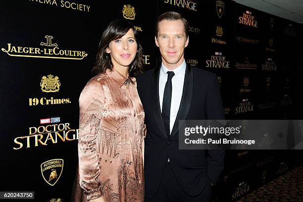 Sophie Hunter and Benedict Cumberbatch attend the Lamborghini with The Cinema Society, Jaeger-LeCoultre & 19 Crimes Wines Host a Screening of Marvel...